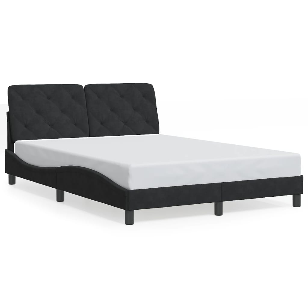 Cadre de lit avec LED sans matelas noir 140x190 cm velours - XIOS