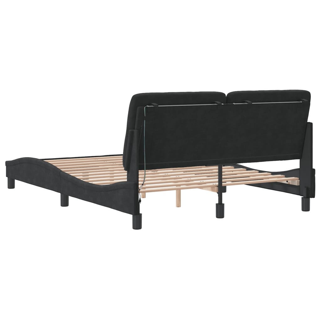 Cadre de lit avec LED sans matelas noir 140x190 cm velours - XIOS