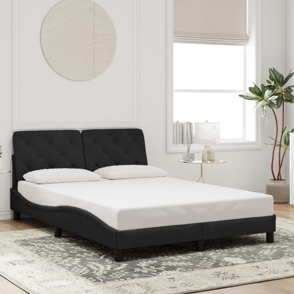 Cadre de lit avec LED sans matelas noir 140x200 cm velours - XIOS