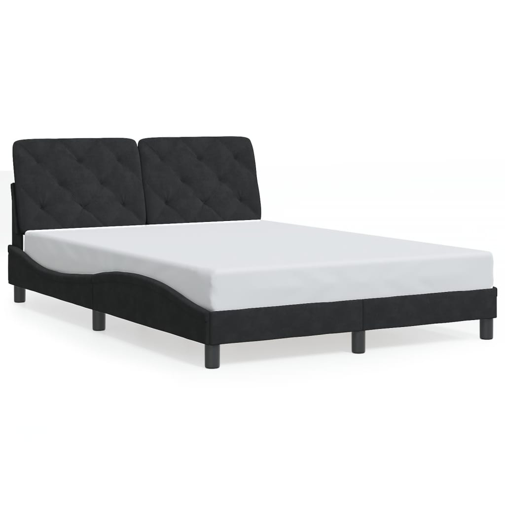 Cadre de lit avec LED sans matelas noir 140x200 cm velours - XIOS