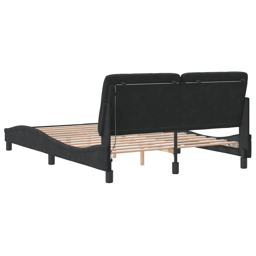 Cadre de lit avec LED sans matelas noir 140x200 cm velours - XIOS