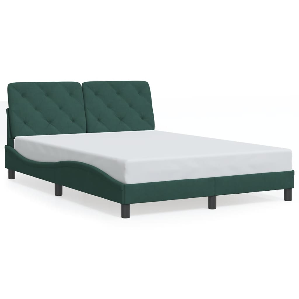 Cadre de lit avec lumières LED vert foncé 140x200 cm velours - XIOS