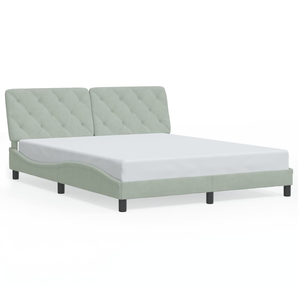 Cadre de lit avec LED sans matelas gris clair 160x200cm velours - XIOS