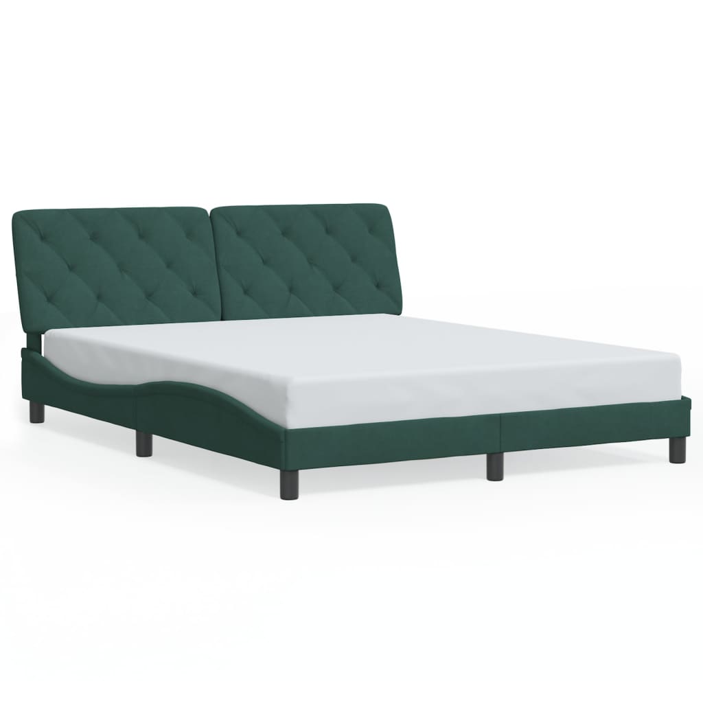Cadre de lit avec lumières LED vert foncé 160x200 cm velours - XIOS