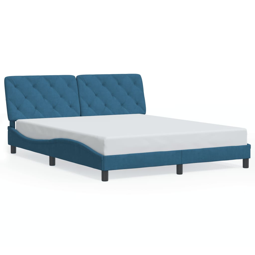 Cadre de lit avec LED sans matelas bleu 160x200 cm velours - XIOS