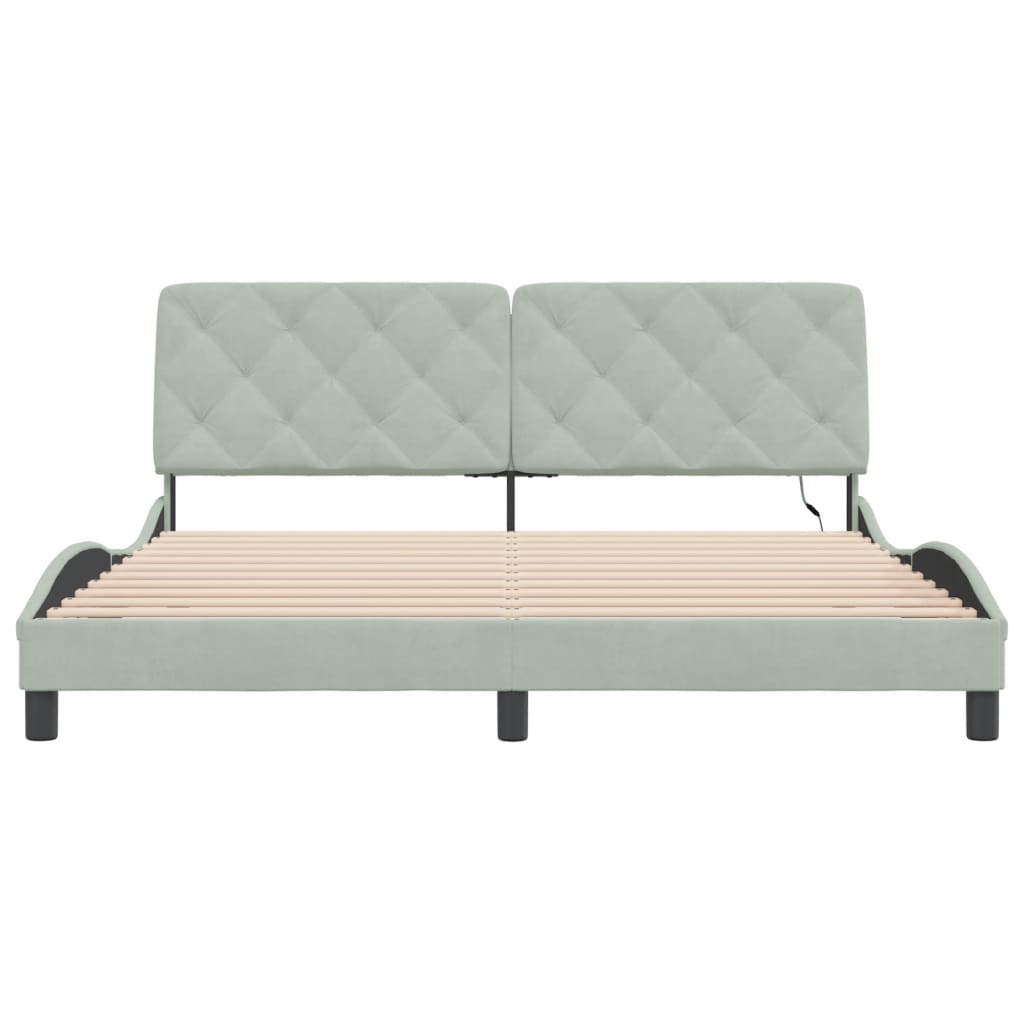 Cadre de lit avec LED sans matelas gris clair 180x200cm velours - XIOS