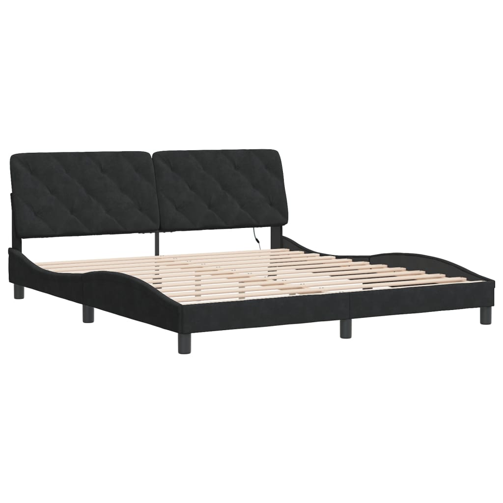 Cadre de lit avec LED sans matelas noir 180x200 cm velours - XIOS