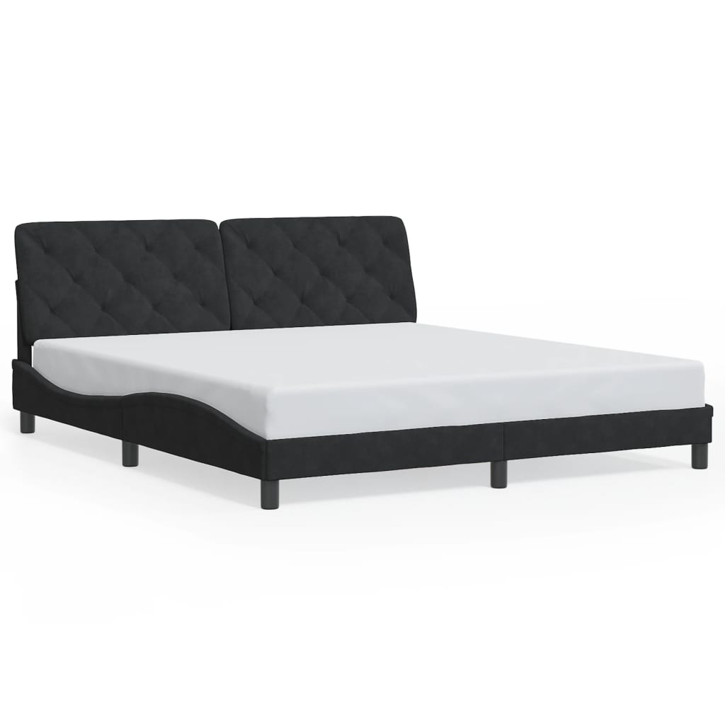 Cadre de lit avec LED sans matelas noir 180x200 cm velours - XIOS