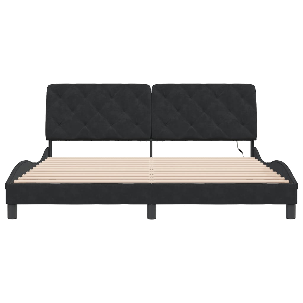 Cadre de lit avec LED sans matelas noir 180x200 cm velours - XIOS
