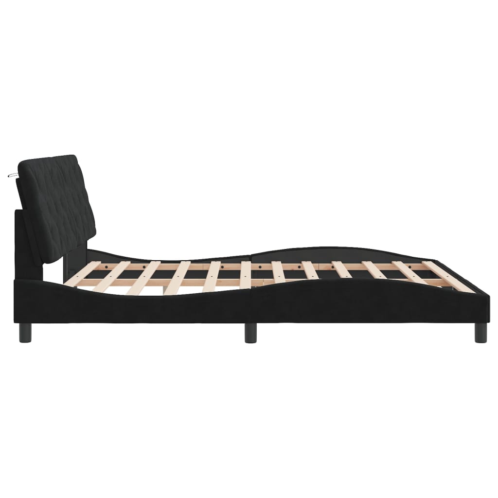 Cadre de lit avec LED sans matelas noir 180x200 cm velours - XIOS