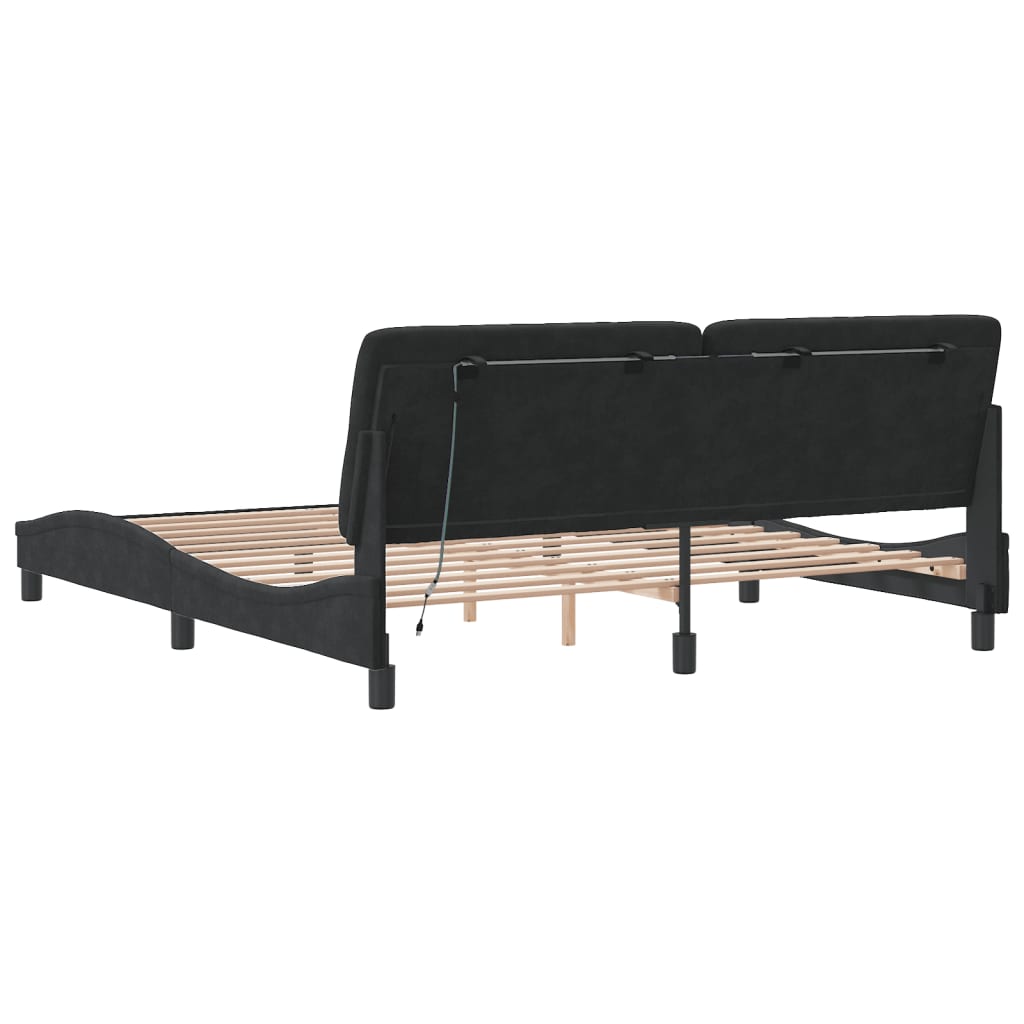 Cadre de lit avec LED sans matelas noir 180x200 cm velours - XIOS