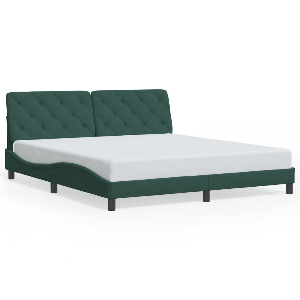 Cadre de lit avec lumières LED vert foncé 180x200 cm velours - XIOS