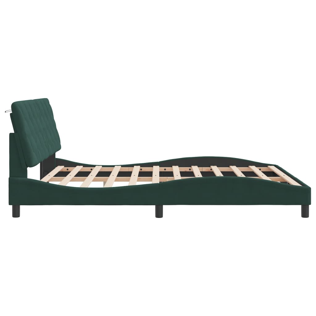 Cadre de lit avec lumières LED vert foncé 180x200 cm velours - XIOS