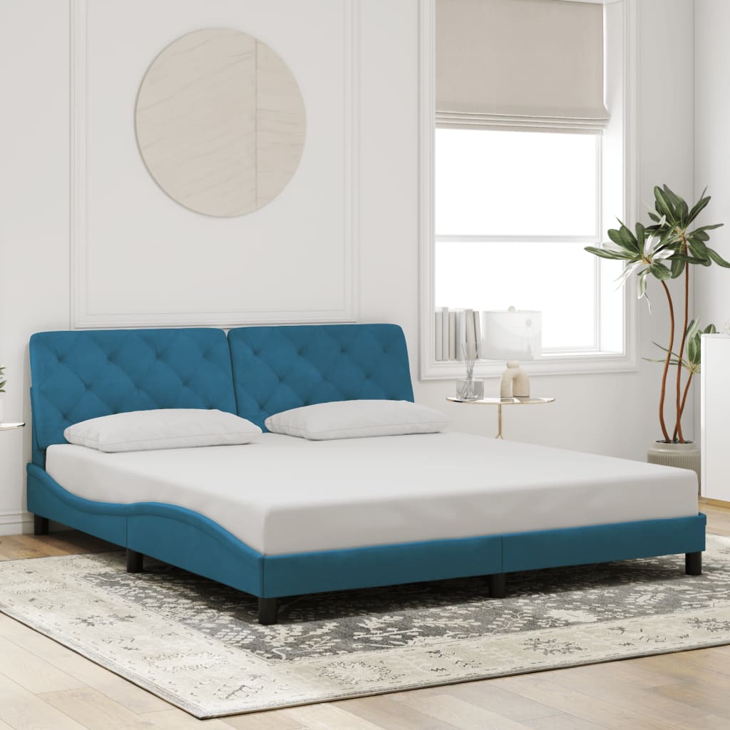 Cadre de lit avec LED sans matelas bleu 180x200 cm velours - XIOS