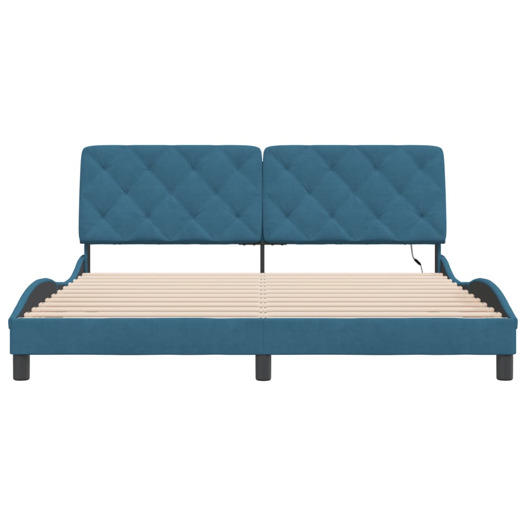 Cadre de lit avec LED sans matelas bleu 180x200 cm velours - XIOS