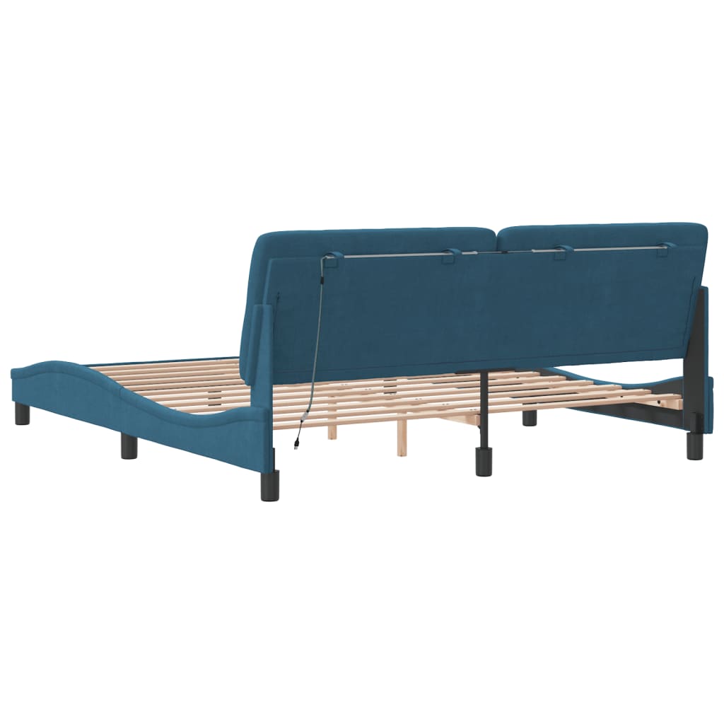 Cadre de lit avec LED sans matelas bleu 180x200 cm velours - XIOS