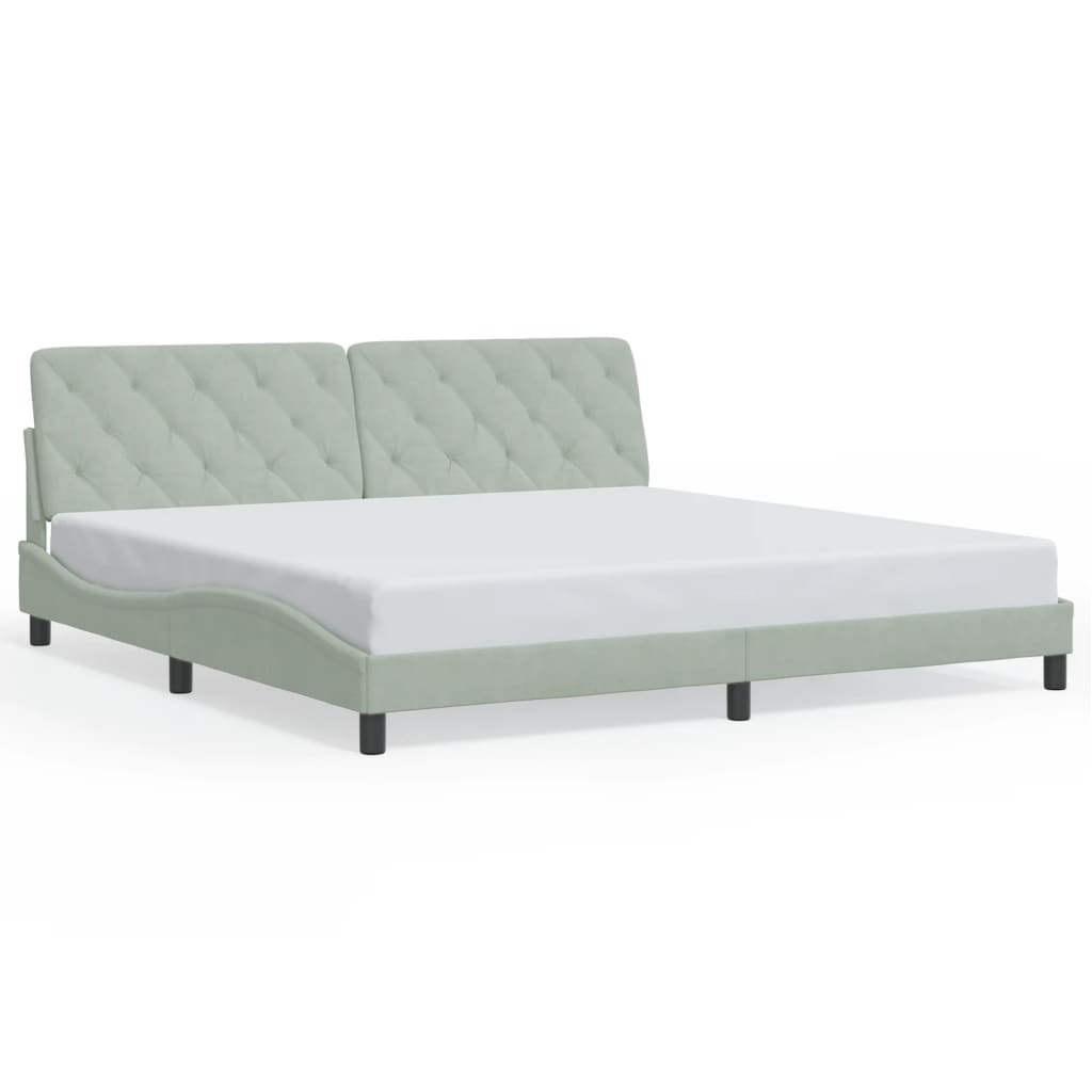 Cadre de lit avec lumières LED gris clair 200x200 cm velours - XIOS