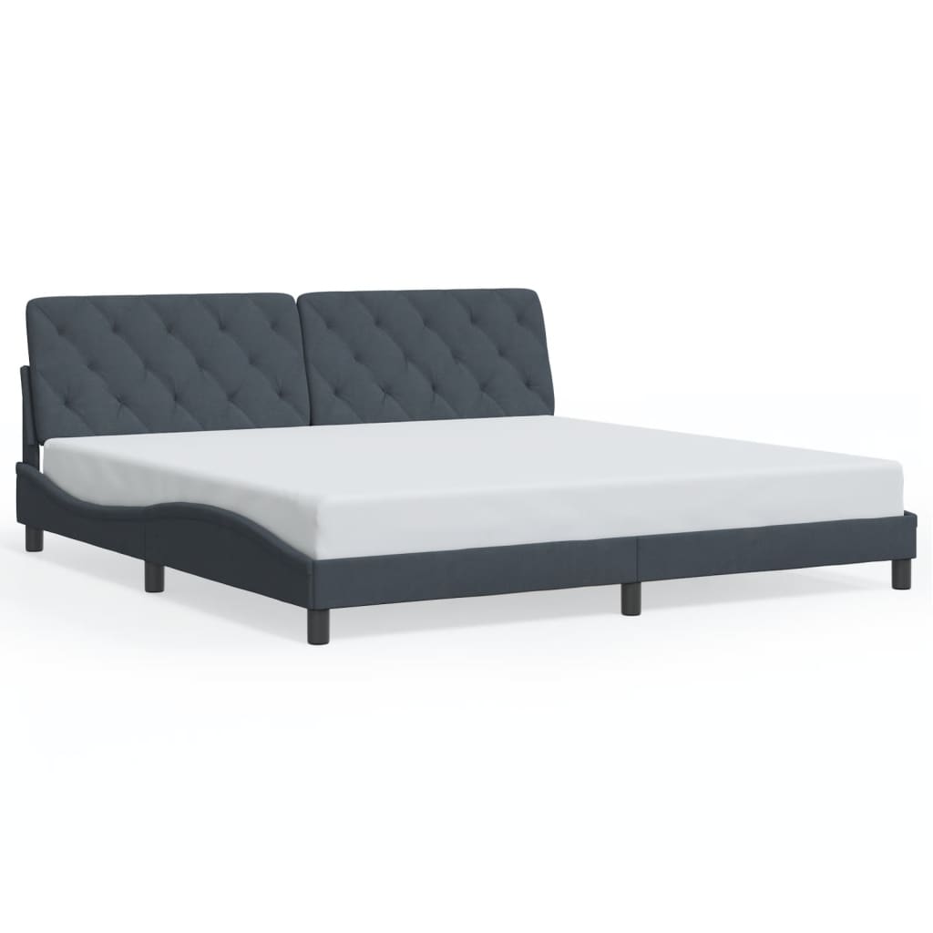 Cadre de lit avec lumières LED gris foncé 200x200 cm velours - XIOS