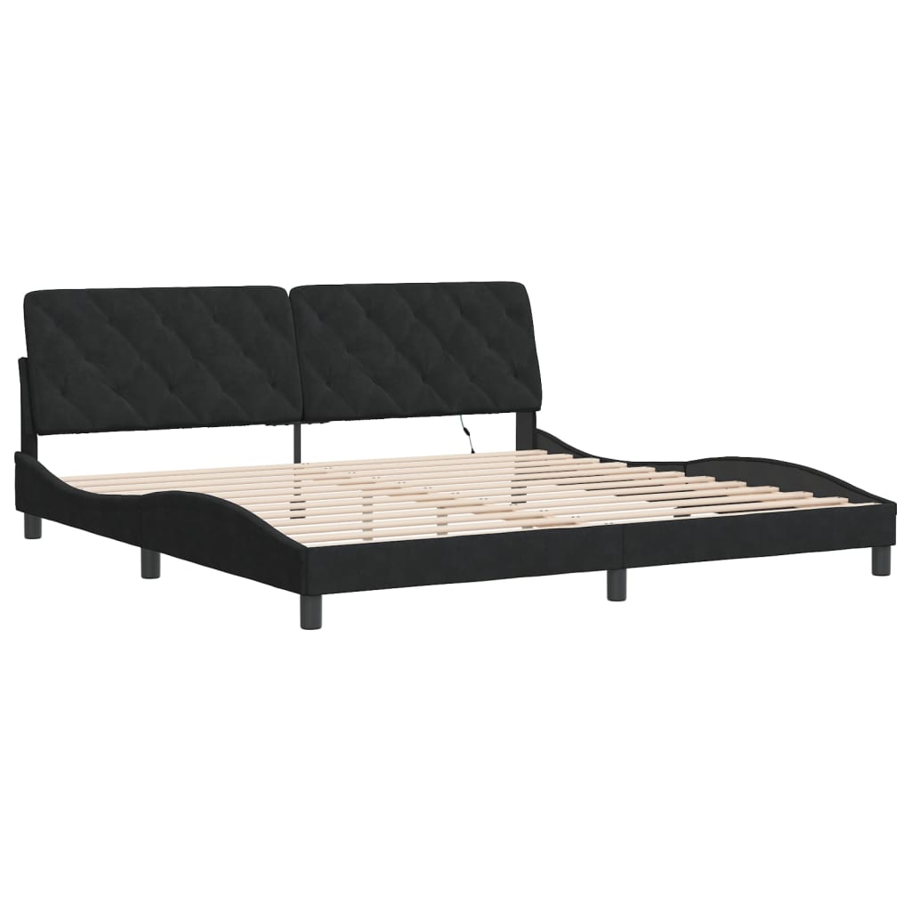Cadre de lit avec lumières LED noir 200x200 cm velours - XIOS
