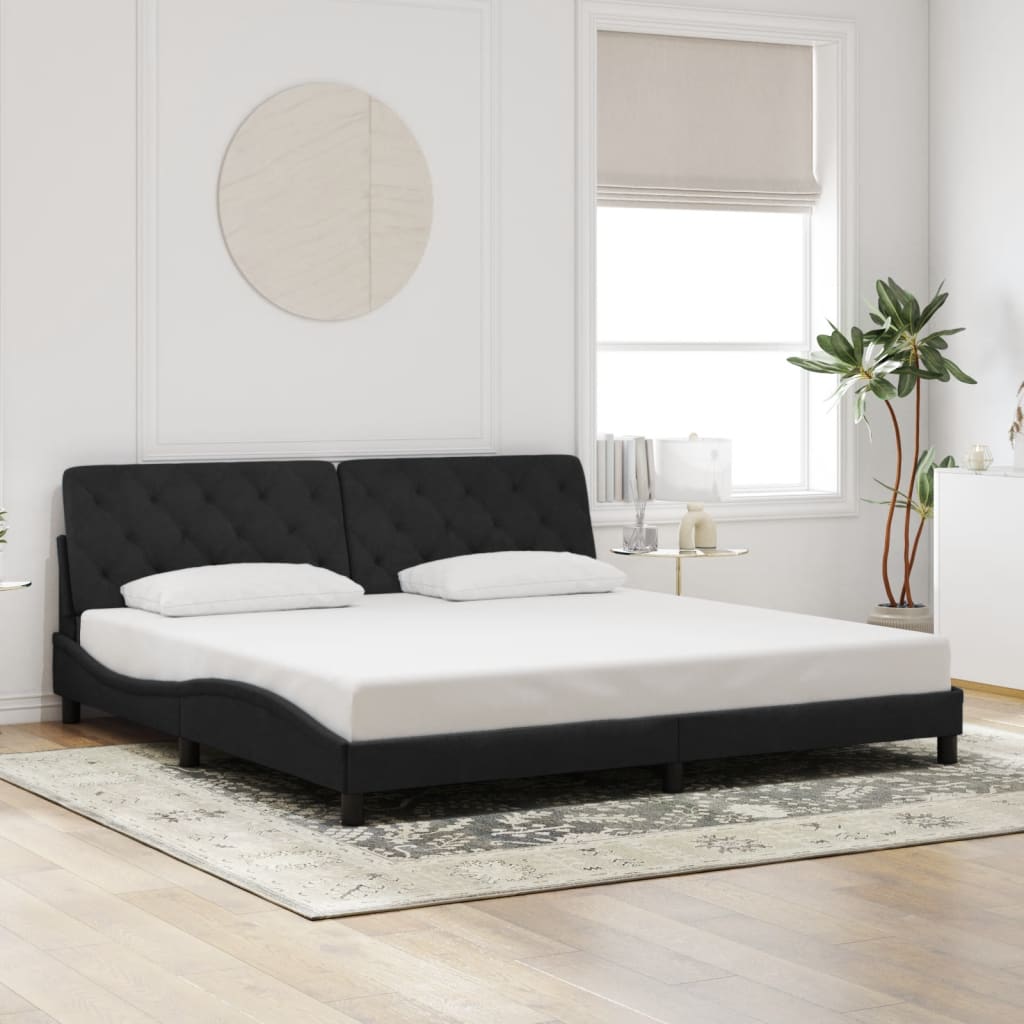 Cadre de lit avec lumières LED noir 200x200 cm velours - XIOS