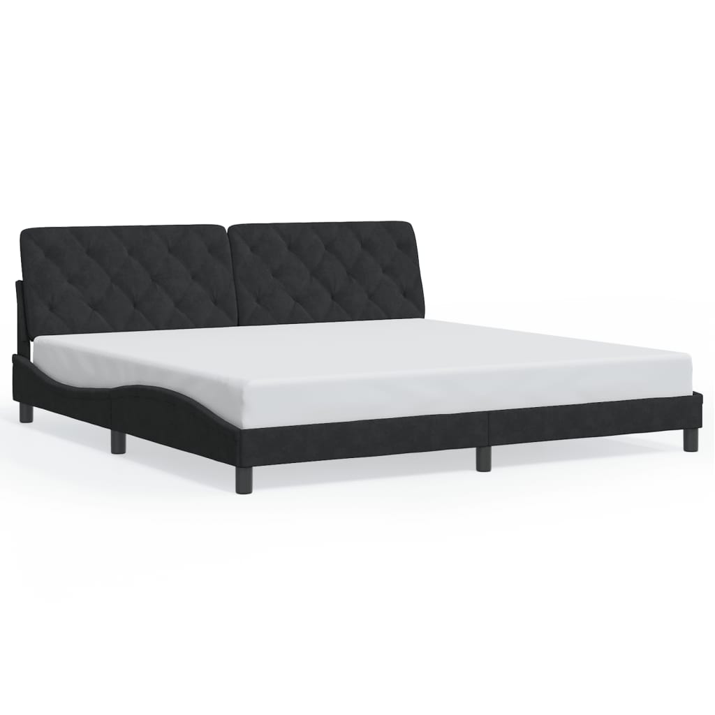 Cadre de lit avec lumières LED noir 200x200 cm velours - XIOS