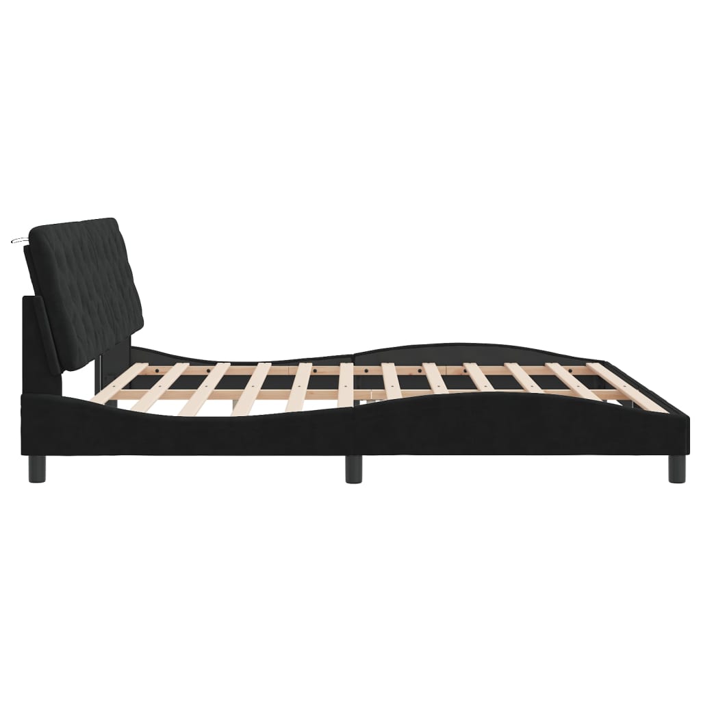 Cadre de lit avec lumières LED noir 200x200 cm velours - XIOS