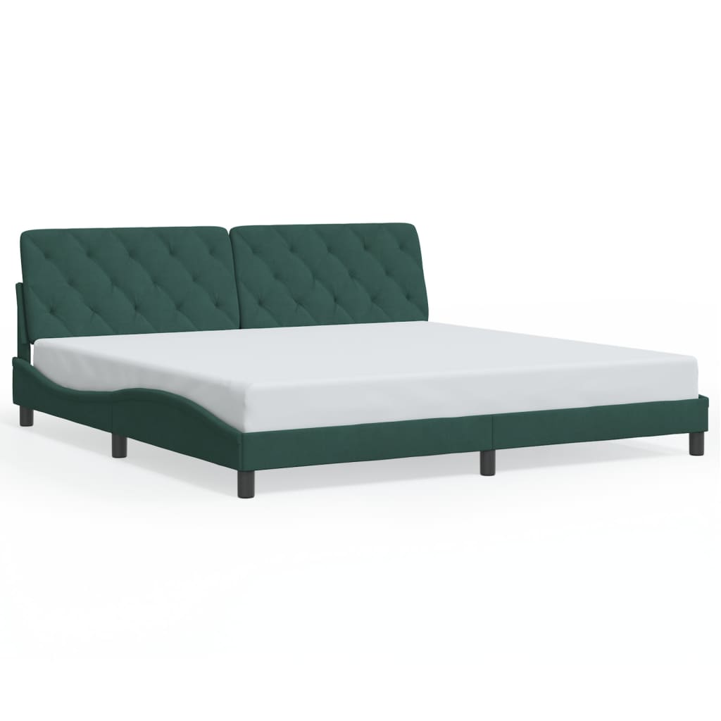 Cadre de lit avec lumières LED vert foncé 200x200 cm velours - XIOS