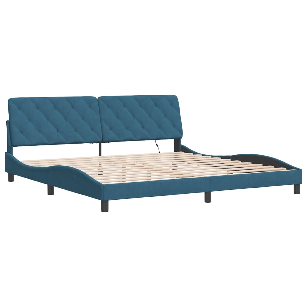Cadre de lit avec lumières LED bleu 200x200 cm velours - XIOS