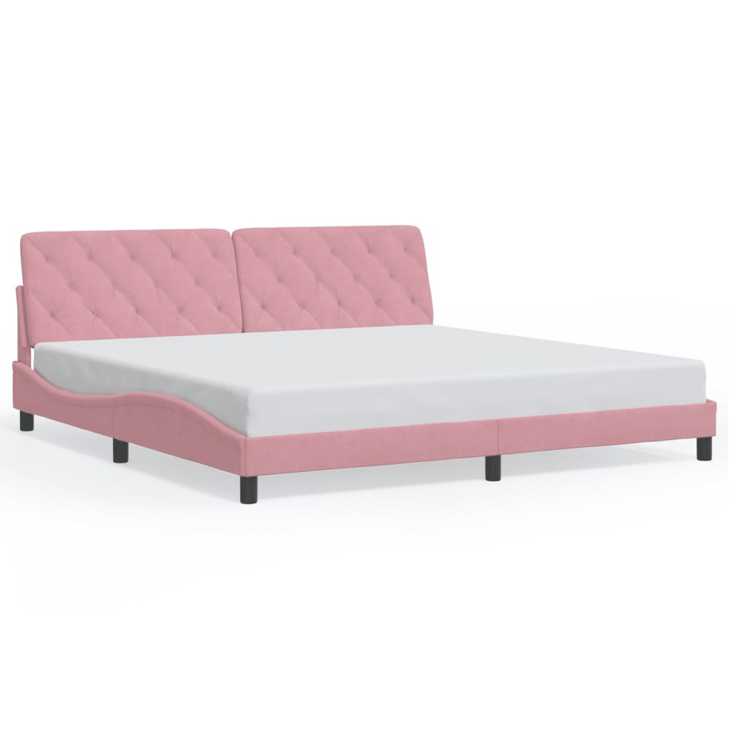 Cadre de lit avec lumières LED rose 200x200 cm velours - XIOS