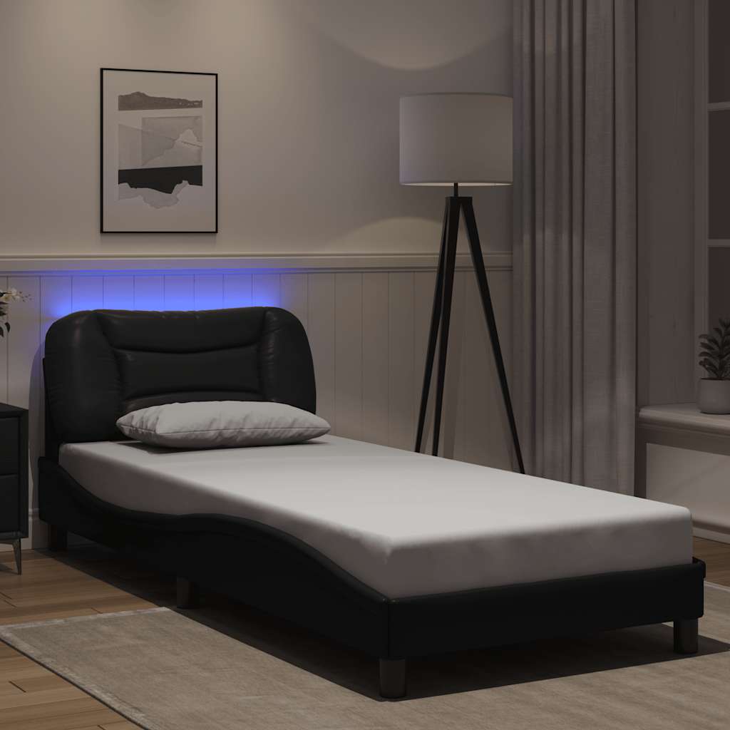 Cadre de lit avec LED sans matelas noir 80x200 cm - XIOS