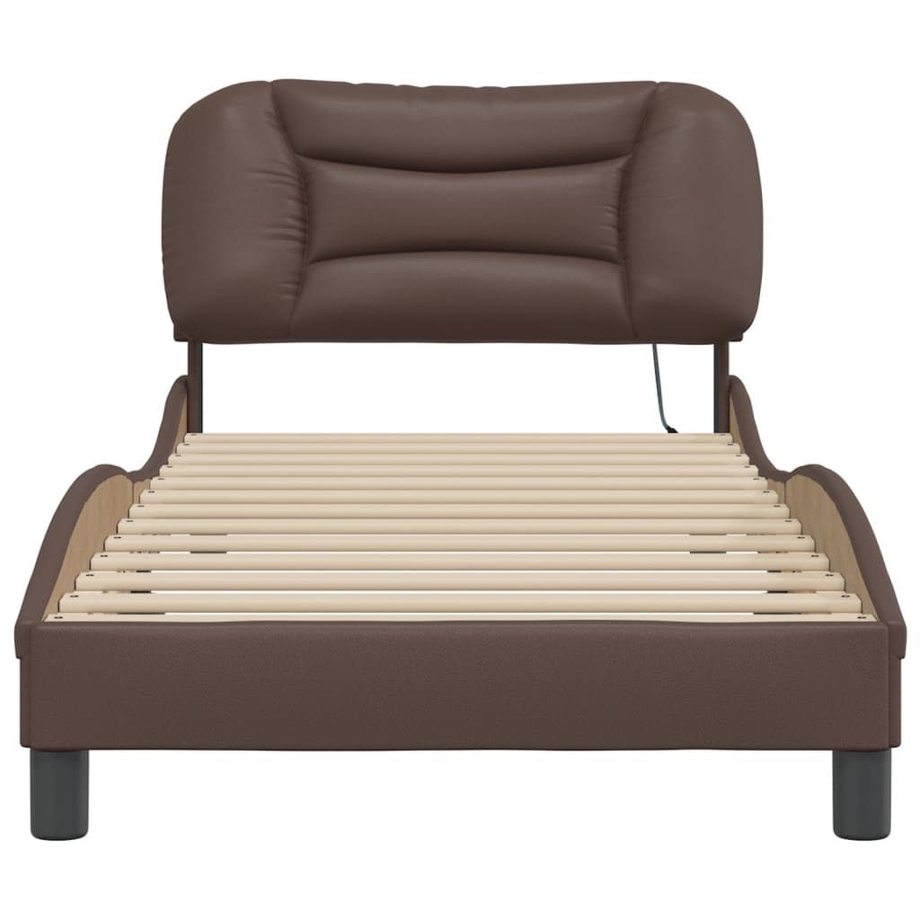 Cadre de lit avec LED sans matelas Hvar marron 80x200 cm - XIOS