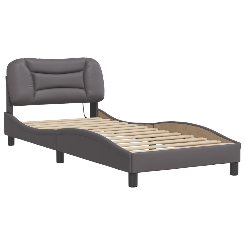 Cadre de lit avec LED sans matelas gris 80x200 cm - XIOS