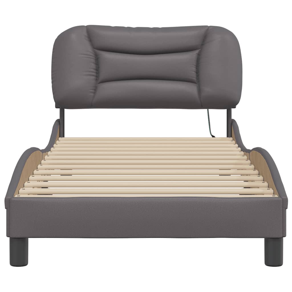 Cadre de lit avec LED sans matelas gris 80x200 cm - XIOS
