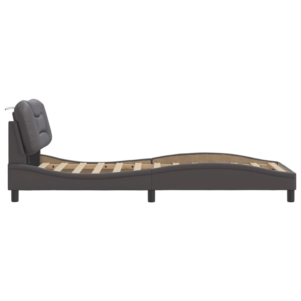 Cadre de lit avec LED sans matelas gris 80x200 cm - XIOS