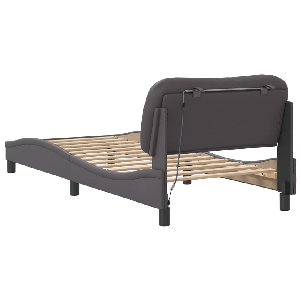 Cadre de lit avec LED sans matelas gris 80x200 cm - XIOS