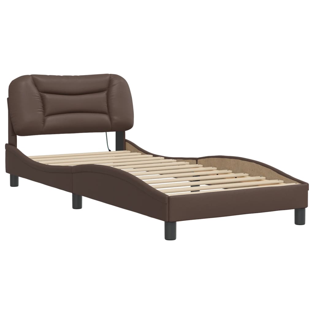 Cadre de lit avec LED sans matelas marron 90x190 cm - XIOS