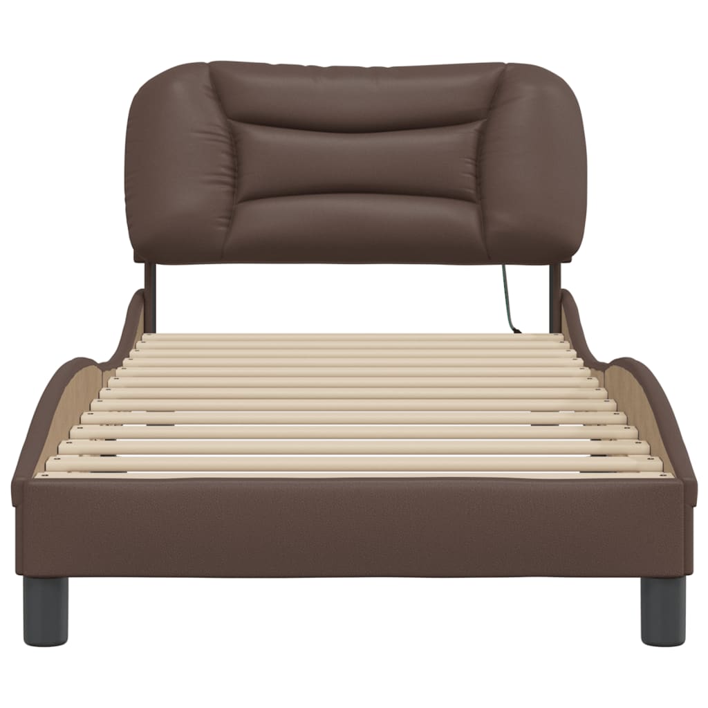 Cadre de lit avec LED sans matelas marron 90x190 cm - XIOS