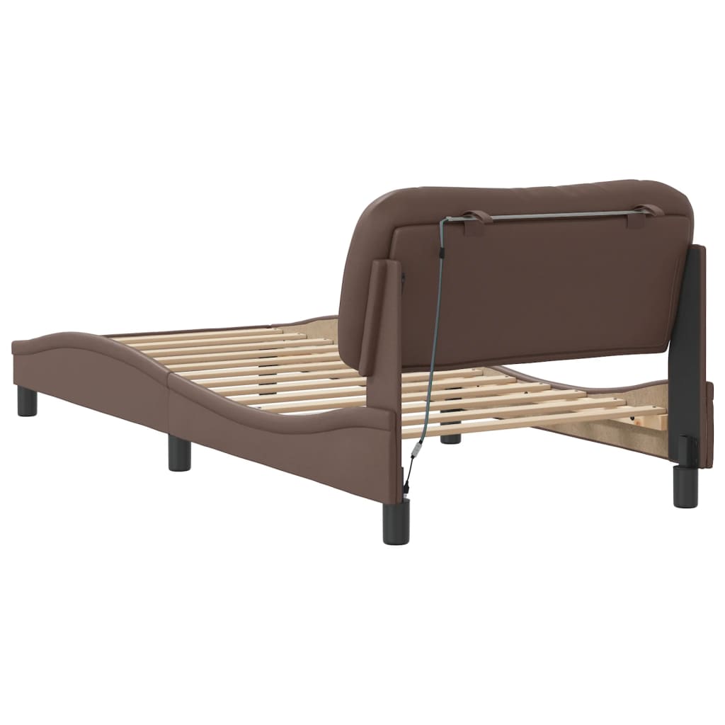 Cadre de lit avec LED sans matelas marron 90x190 cm - XIOS