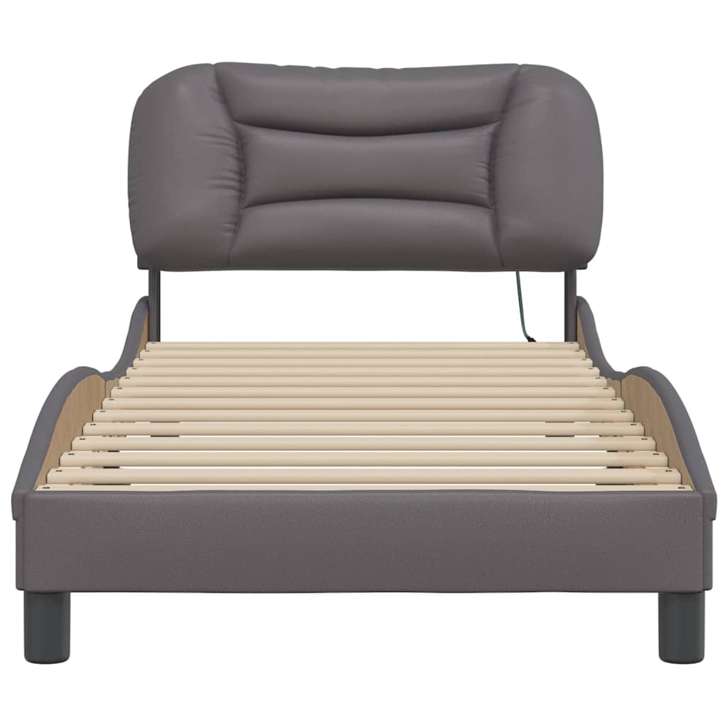 Cadre de lit avec LED sans matelas gris 90x190 cm - XIOS