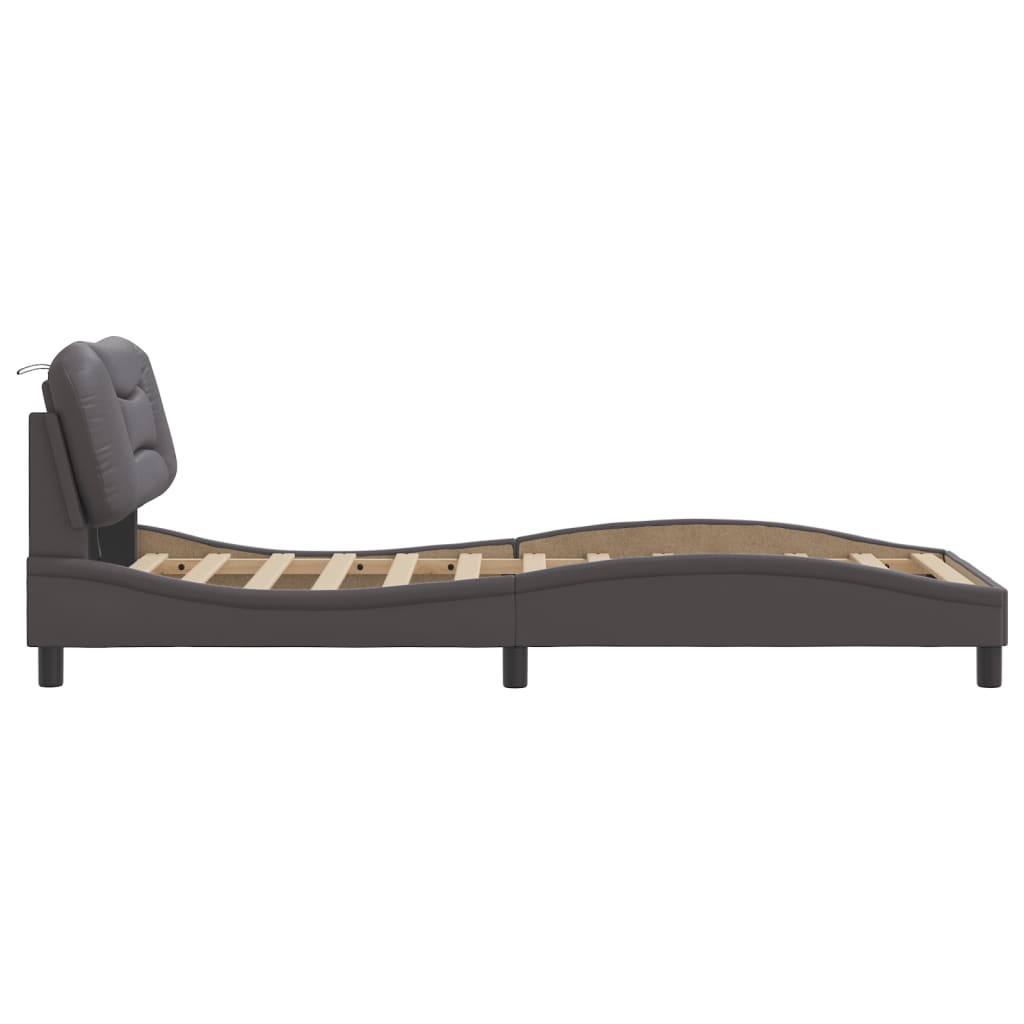 Cadre de lit avec LED sans matelas gris 90x190 cm - XIOS