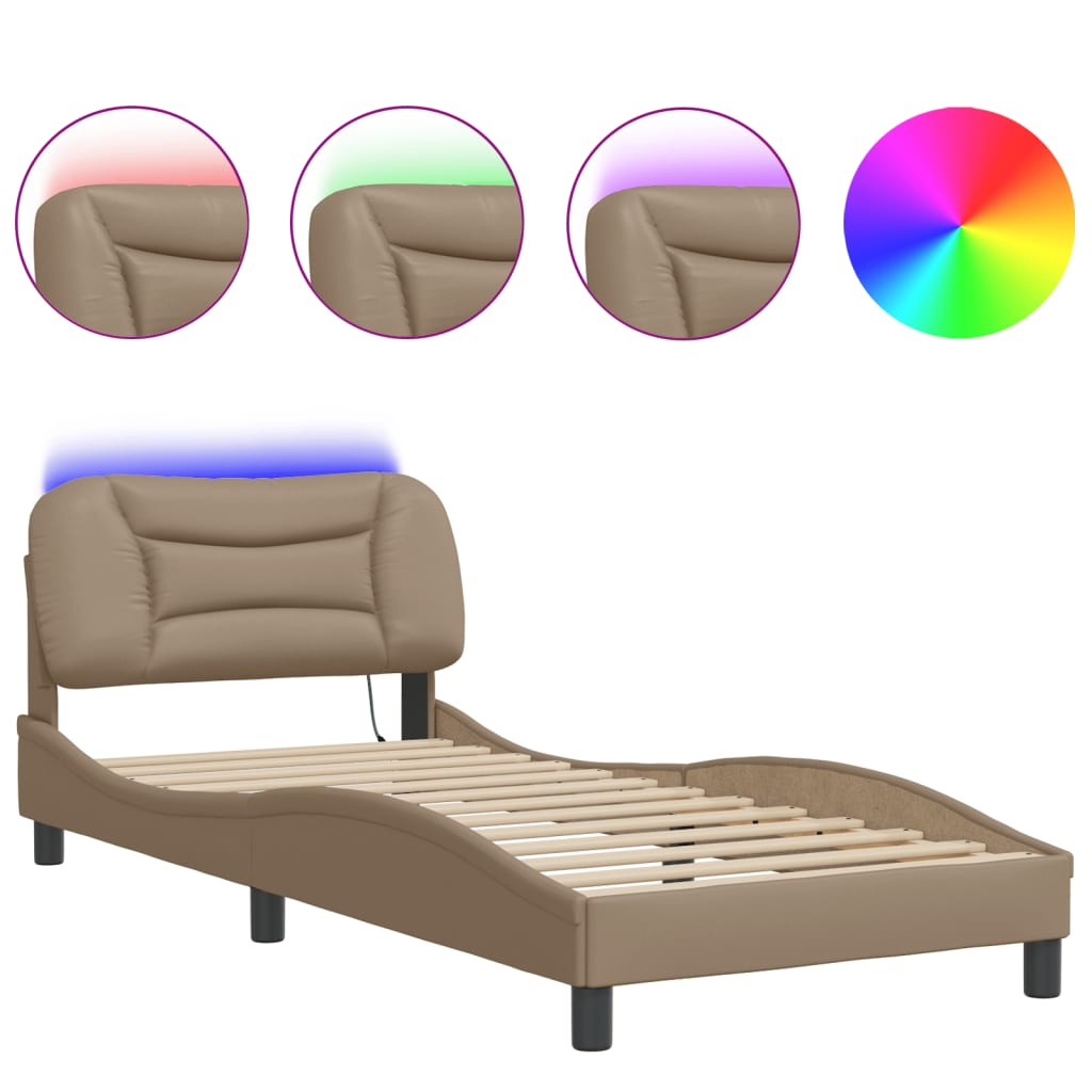 Cadre de lit avec LED sans matelas Hvar cappuccino 90x190 cm - XIOS