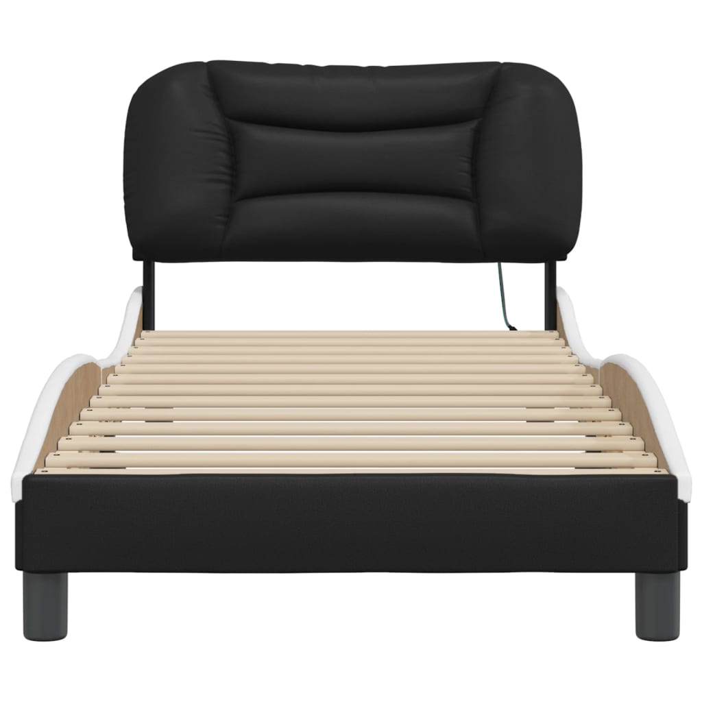 Cadre de lit avec LED sans matelas noir et blanc 90x190 cm - XIOS