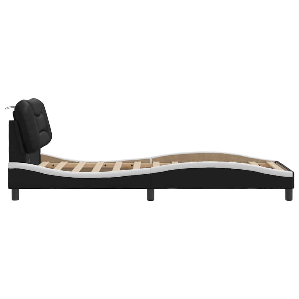 Cadre de lit avec LED sans matelas noir et blanc 90x190 cm - XIOS