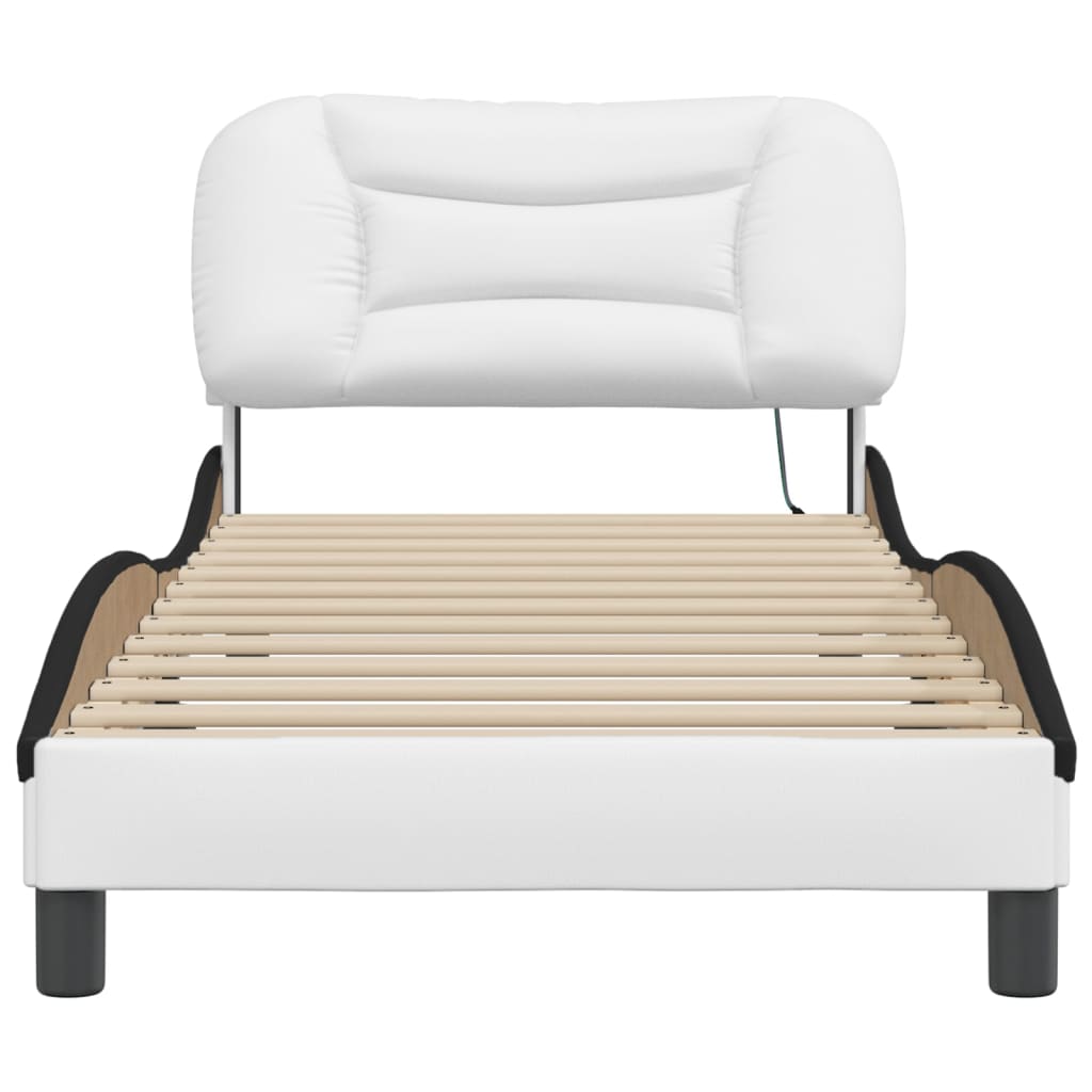 Cadre de lit avec LED sans matelas blanc et noir 90x190 cm - XIOS