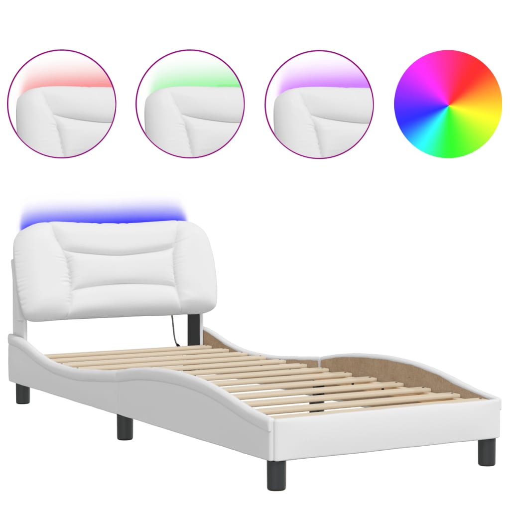 Cadre de lit avec LED sans matelas blanc 90x200 cm - XIOS