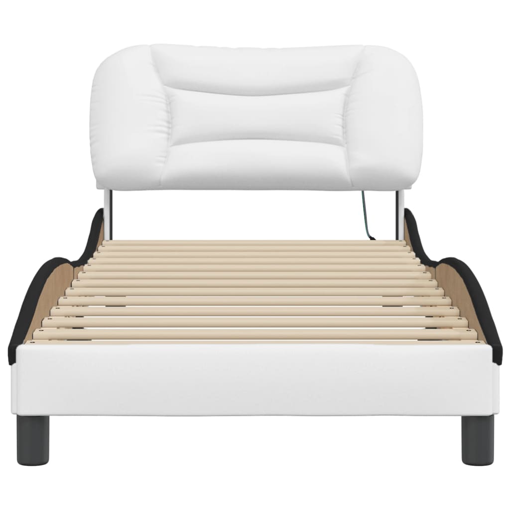 Cadre de lit avec LED sans matelas blanc et noir 90x200 cm - XIOS
