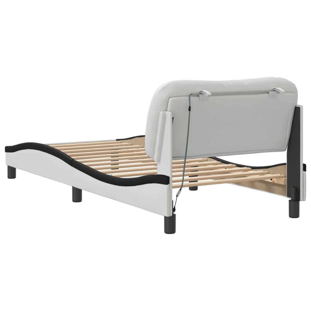 Cadre de lit avec LED sans matelas blanc et noir 90x200 cm - XIOS