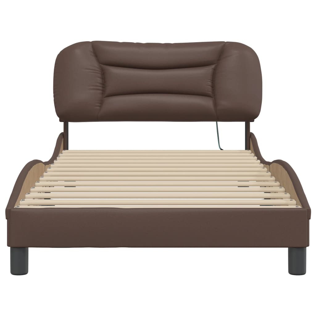 Cadre de lit avec LED sans matelas marron 100x200 cm - XIOS