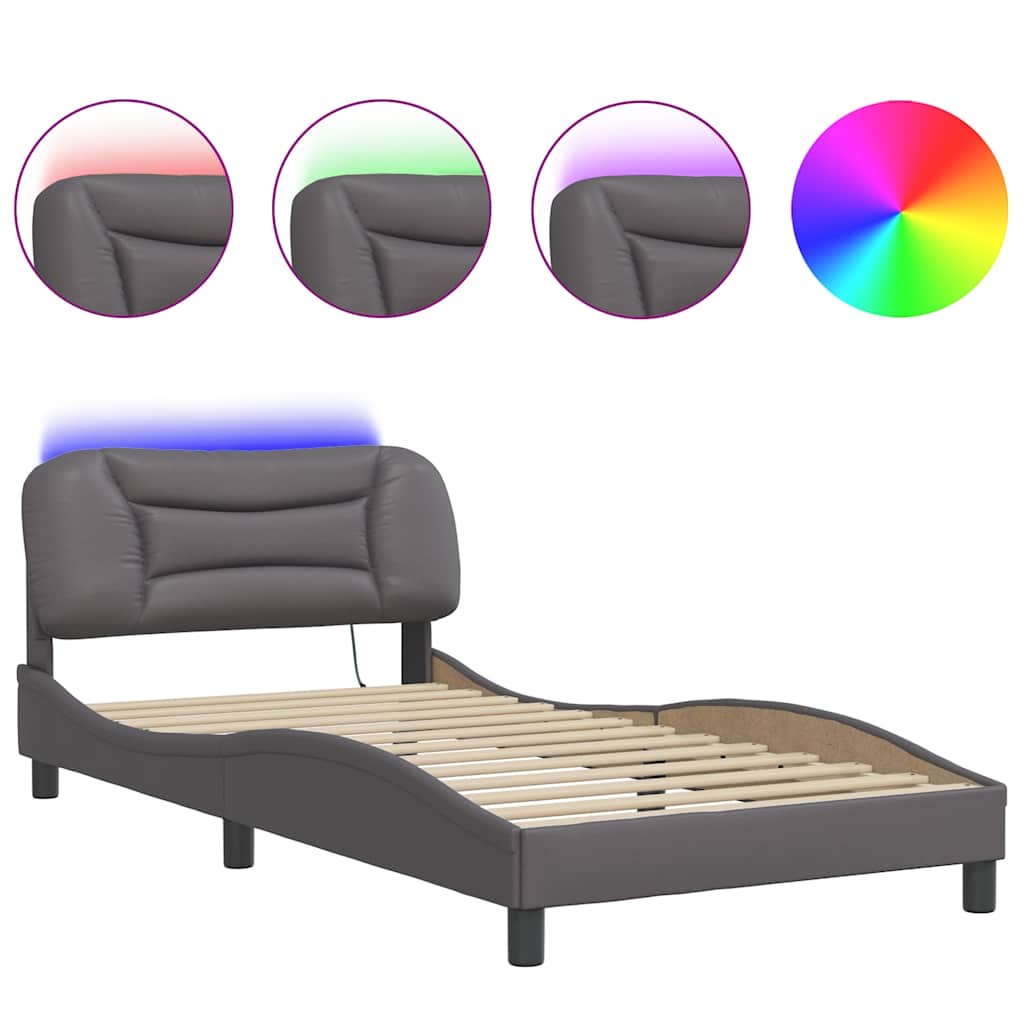 Cadre de lit avec LED sans matelas gris 100x200 cm - XIOS