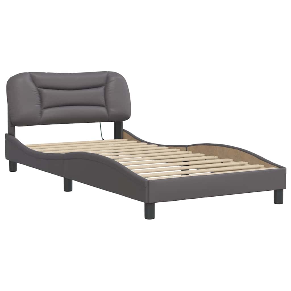 Cadre de lit avec LED sans matelas gris 100x200 cm - XIOS